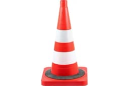 Конус дорожный -КС-2.4.0 - 520 мм мягкий, 2 белые полосы + утяжелитель ( квадратное основание)