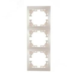 MIRA Рамка 3 поста вертикальная жемчужно-белый перламут без вставок Lezard