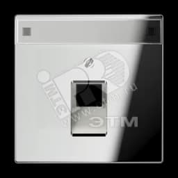 Крышка для ординарной телефонной и компютерной розетки UAE с полем для надписи  полированный хром