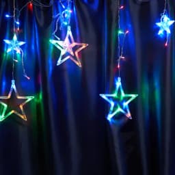 Светодиодная гирлянда Feron CL29 бахрома Звезды 3м 3м 230V мультиколор статичная c питанием от сети прозрачный шнур 48615