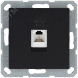 Телефонная розетка RJ11 с накладкой, цвет Антрацит