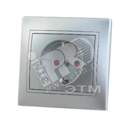 Мира Розетка с защитой от детей керамика металлик серый с вставкой