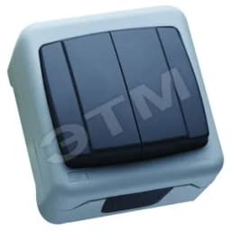 Выключатель двухклавишный IP55 герметичный серый (пружинный зажим) Makel