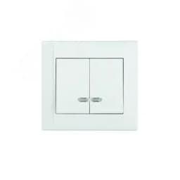 Defne Выключатель двухклавишный с подсветкой белый