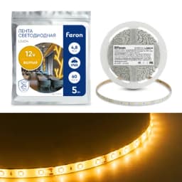 Cветодиодная LED лента Feron LS604 60SMD2835м 48Втм 5м IP65 12V желтый 27674