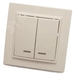 Выключатель двухклавишный c индикатором, Эрна, слоновая кость, Stekker