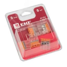 Строительно-монтажная клемма СМК 2273-243 (с пастой) 3 отверстия 0,5-2.5 мм2 блистер (5шт.) PROxima