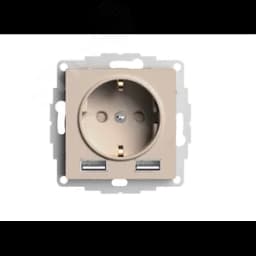 ATLASDESIGN РОЗЕТКА 16А c 2 USB A+A, 5В/2,4А, 2х5В/1,2А, механизм, ПЕСОЧНЫЙ