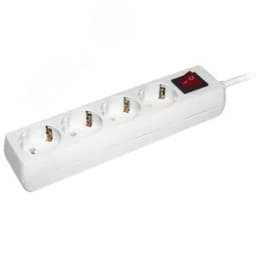 Удлинитель бытовой 4 розетки шнур 3м с заземлением с выключателем 16А IEK