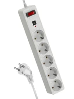 Удлинитель с сетевым фильтром 5х1.8м с заземл. 10А IP20 2.2кВт 2хUSB 3х0.75 с предохранителем КОСМОС FKsm1.8m-5g(W)USB