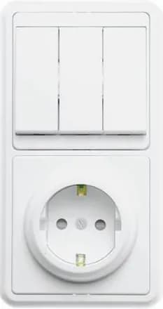 Блок БКВР-036 Бэлла (3-кл. выкл. + евророзетка с защ. шторками) бел. Кунцево 5847