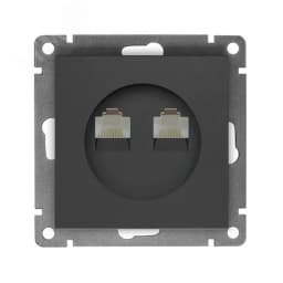 Розетка компьютерная двухместная UNIVersal серия Афина с/у, 1А, RJ45, графит (еврослот), механизм