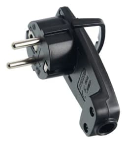 Вилка STEKKER PPG1645202 угловая плоская с кольцом с заземлением 250В16A IP20 черная 39040