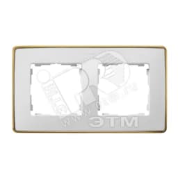 Рамка 2 поста белая основание золото Simon