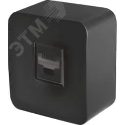 Розетка компьютерная одноместная RJ-45 серия София черный матовый STEKKER