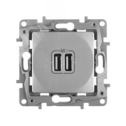 ETIKA Зарядное устройство с двумя USBразьемами 240В/5В 2400мА алюминий