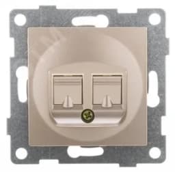 Розетка компьютерная RJ45 Ugra, механизм, двойной, шампань С11К2-027 GUSI Electric