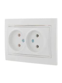 Розетка 2-м СП Mira 16А IP20 без заземл. с бел. вставкой керамика бел. LEZARD 701-0202-128