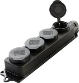 Розетка переносная STEKKER RST162444 четырехместная с заземляющим контактом 230В 16А IP44 черная 39019