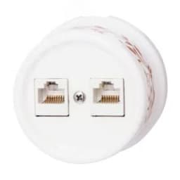 Розетка Лизетта RJ45 информационная двойная, керамика, цвет белый, декор D6/2 Бирони