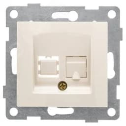 Розетка компьютерная RJ45 Bravo, механизм, одинарный, бежевый