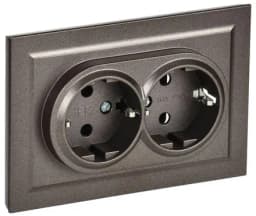 Розетка 2-м СП BRITE РСш12-3-БрТБ 16А в сборе с заземл. защ. шторки бронза IEK BR-R24-16-K45-F