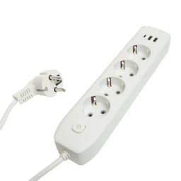 Удлинитель 4местный cз 3x1 мм2 18 м 250В 10А 2USB 1TypeC 24А серия Home plus белый STEKKER HM084302 49971