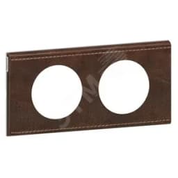 Рамка, двухпостовая, коричневая текстурная кожа