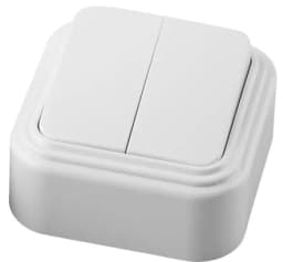Выключатель STEKKER PSW062220 двухклавишный открытой установки 250В 6А IP20 белый VA 56232Б 32744
