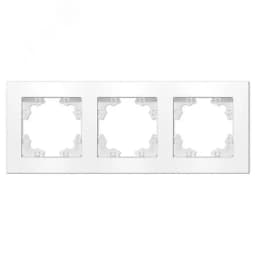 Рамка трехместная горизонтальная Афина белая (еврослот)