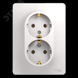 GLOSSA Розетка двойная с заземлением в сборе белая Systeme Electric