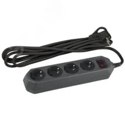 Сетевой фильтр USF-M-4es-1,5m-B с защитой (термо) с заземлением с выключателем 4 розетки 1,5м 10А черный Б0019740 ЭРА