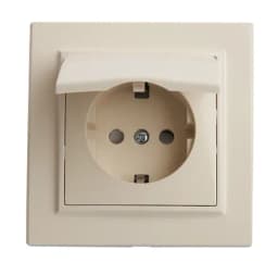 Розетка 1местная сз с крышкой STEKKER PST16901202 220В16А с защитной шторкойсерия Эрнаслоновая кость 39238