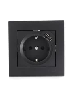Розетка 1-м СП Vesna с заземл. с заряд. устройством USB механизм черн. бархат LEZARD 742-4288-181