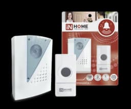 Звонок беспроводной полиф. ЗБ-7 32 мелодии 120м с цифр. кодир. с кнопкой IP44 бел./сер. IN HOME 4690612013350