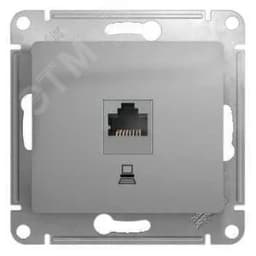 GLOSSA Розетка компьютерная RJ45 категория 5е в рамку алюминий