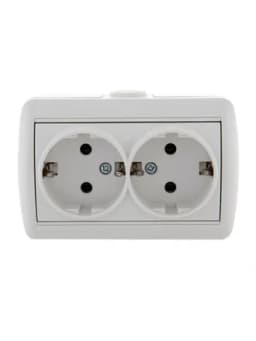 Розетка 2-м ОП Nata 16А IP20 с заземл. керамика бел. LEZARD 710-0200-127