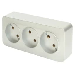 Розетка 3местная бз открытой установки STEKKER 250В 10А IP20 серия София серебро MST101303 49329