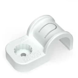 Крепеж-скоба пластиковая односторонняя для прямого монтажа атмосферостойкая белая в п/э d16 мм (50шт/750шт уп/кор) Промрукав