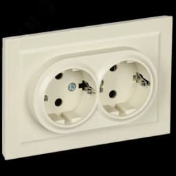 BRITE Розетка двойная с заземлением с защитными шторками 16А в сборе РСш12-3-БрКр бежевый