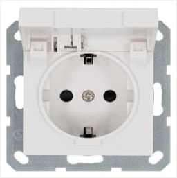 Розетка 1-м Shuko 16А IP20 с заземл. защ. шторки с крышкой механизм бел. глянцевый Jasmart G5505W