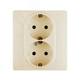 ETIKA Розетка двойная с заземлением со шторками слоновая кость автоматические зажимы