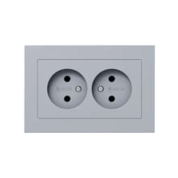 Розетка 2-м СП Эпика 16А без заземл. без защ. шторок с рамкой механизм алюм. EKF UP1-SOA-200