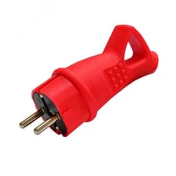 Вилка с ушком c/з каучук 16А 250В IP44 цвет красный (еврослот) Универсал