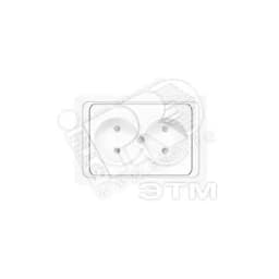 Розетка Валери двойная без заземления с защитной шторкой белая