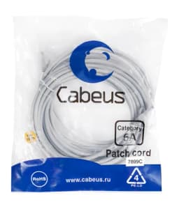 Патч-корд Cabeus PC-UTP-RJ45-Cat.6a-10m-LSZH (U/UTP, CAT.6A, LSZH, 10 м, серый) (7899c)