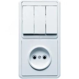 БЭЛЛА Блок комбинированны скрытой установки (техклавишный выключатель+розетка) БКВР-039, белый