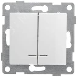 Выключатель двухклавишный Bravo инд, механизм, 10А, 250В, белый