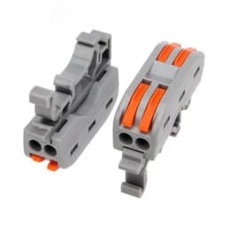 Клемма СМК 222-422D проходная 2-полюсная, с креплением на DIN-рейку (0,08-4 кв мм), серая (5 шт./уп.), REXANT