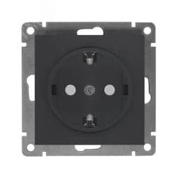 Розетка одноместная UNIVersal серия Афина с/з, з/ш, с/у, 16А, 220В, графит (еврослот), механизм